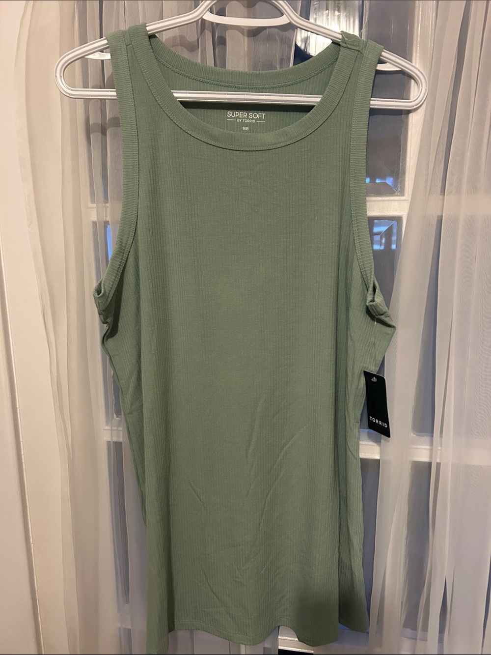 torrid Ribbed Scoop Tank - Sage Green